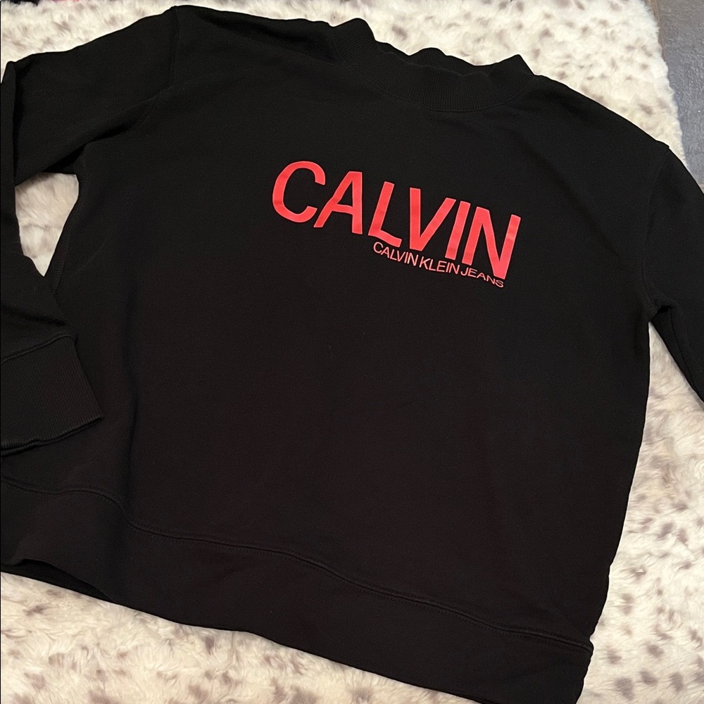 Calvin Klein Black Pullover with Red Lettering